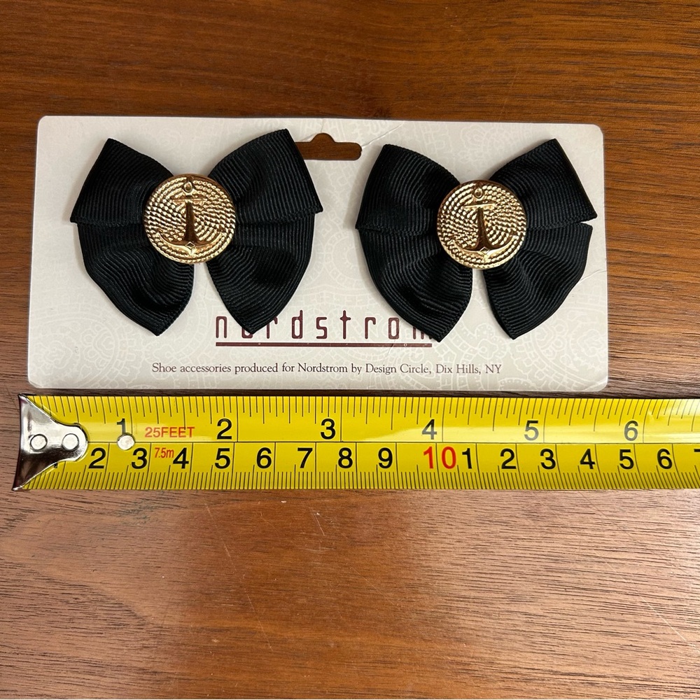 Nwt dead-stock vintage black and gold ribbon bow shoe clips - Picture 4 of 5